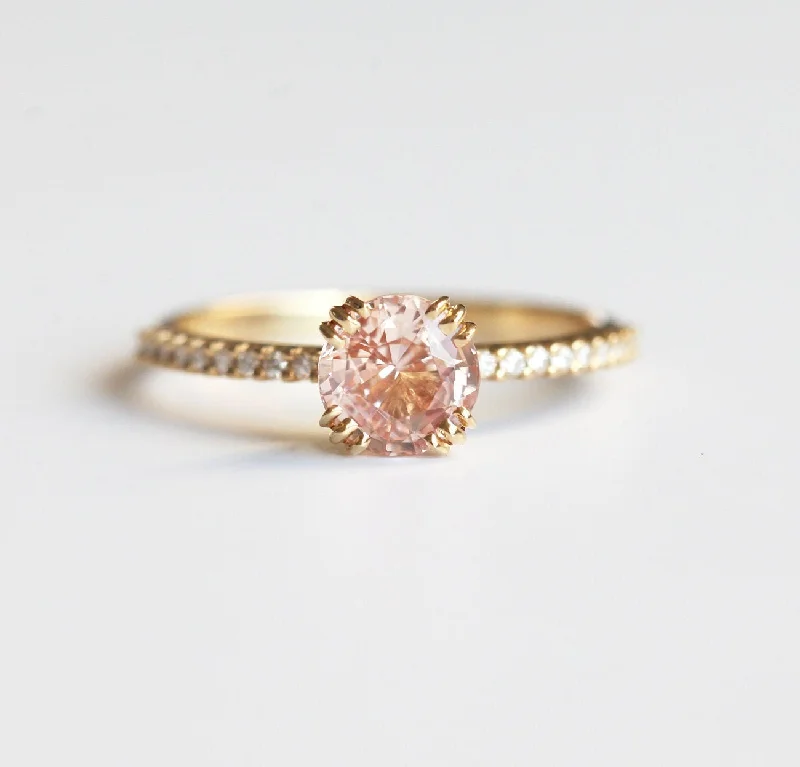 women's vintage necklaces -Hera Peach Sapphire Diamond Ring