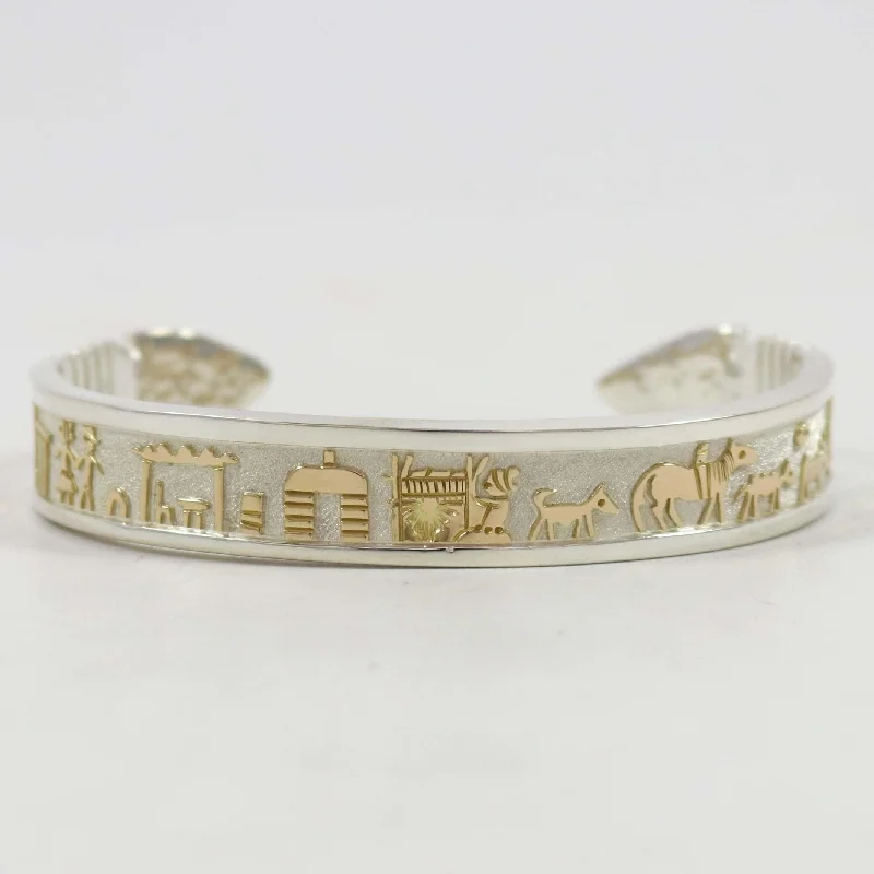 women's beaded bangles -Double-Sided Gold on Silver Cuff