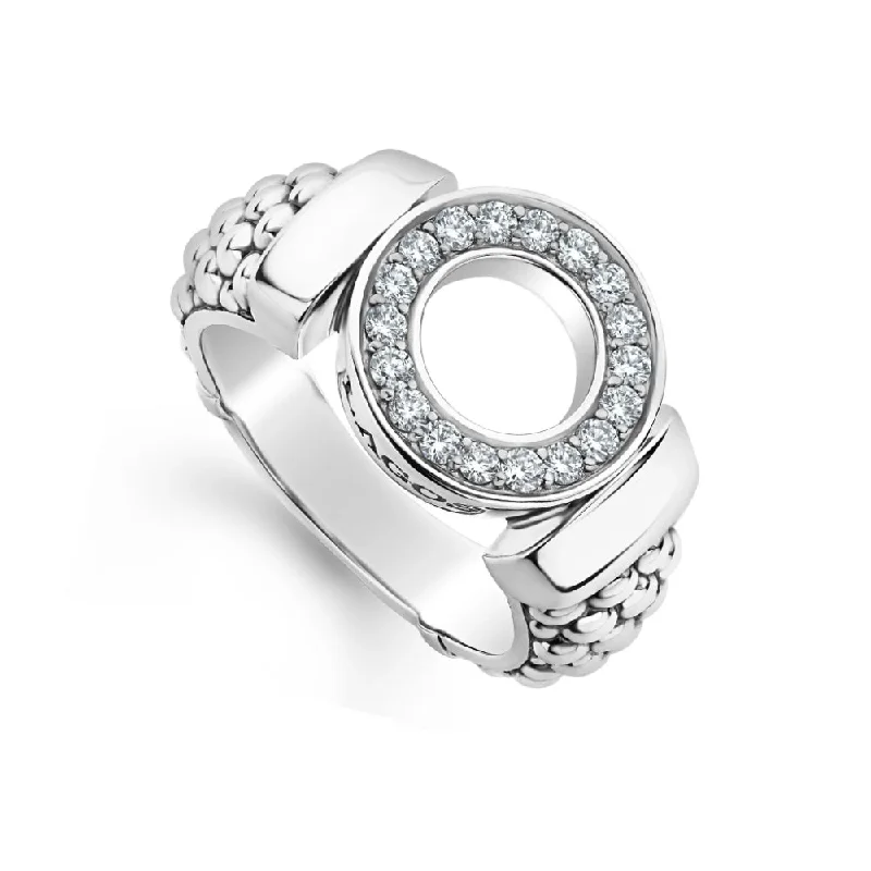 women's gemstone cocktail rings -Lagos Diamond Circle Caviar Ring