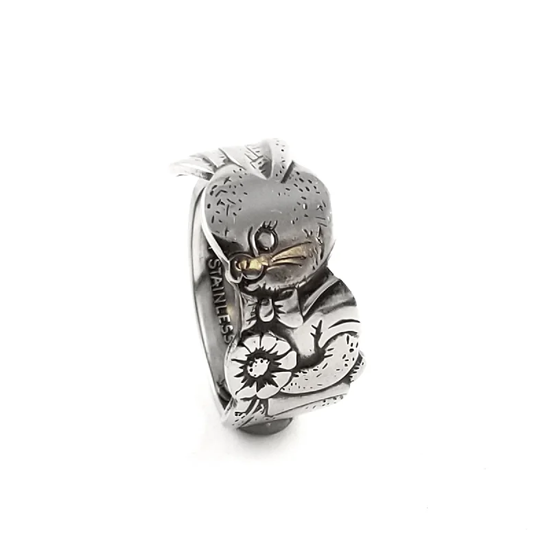 women's signet rings -Vintage Peter Rabbit Stainless Steel Spoon Ring