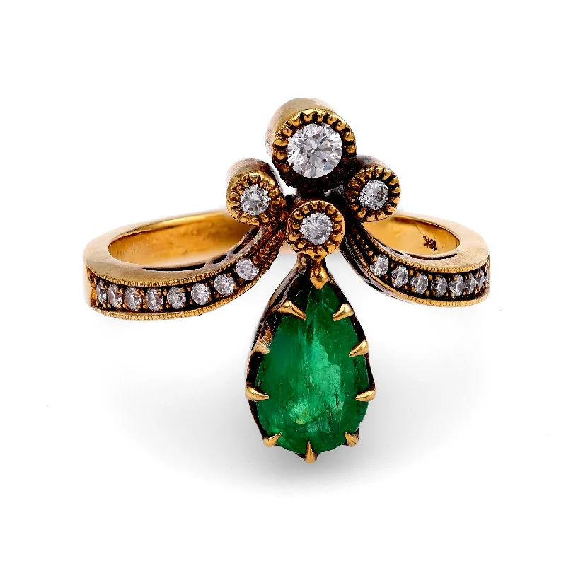 women's butterfly necklaces -Emerald and Diamond Tiara Ring