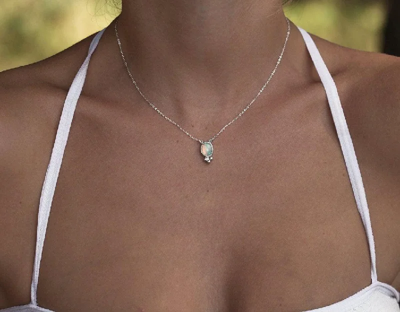 women's luxury diamond necklaces -Silver Opal Necklace, Gold Opal Necklace