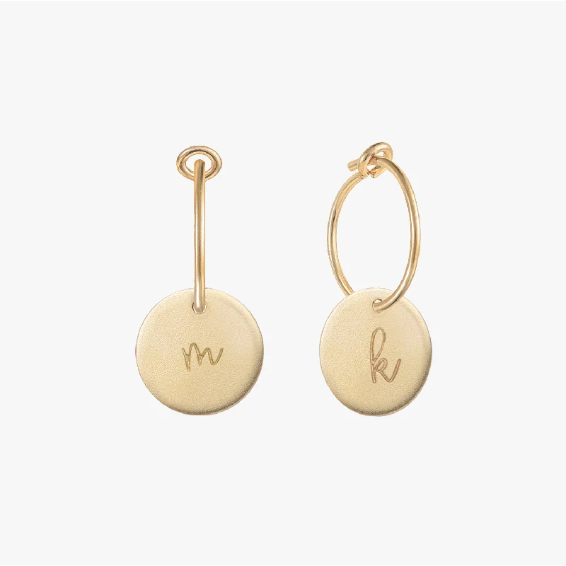 women's art deco earrings -Personalised Disc Hoop Earrings