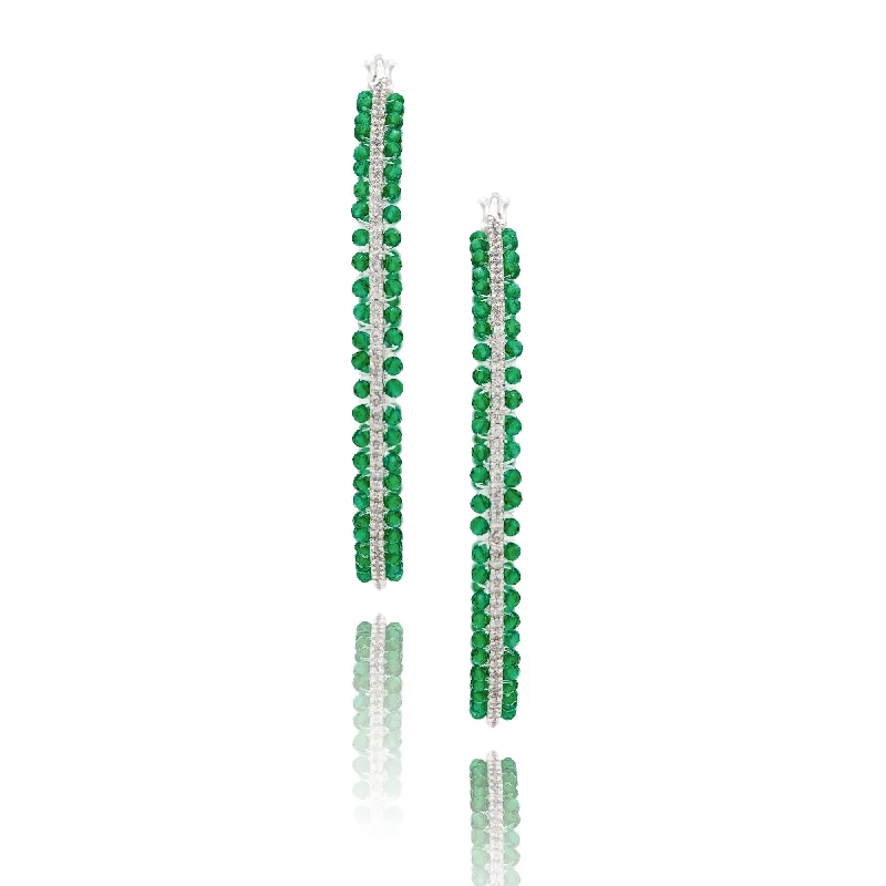 women's art deco earrings -BELLA HOOP EARRINGS GREEN