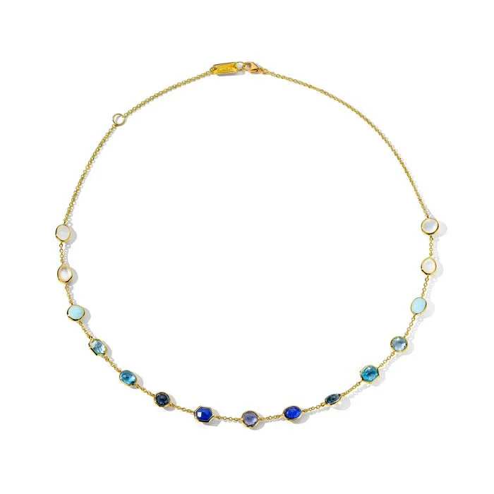 women's delicate necklaces -Ippolita 18" 15-Stone Station “Mare” Chain Necklace in 18K Yellow Gold