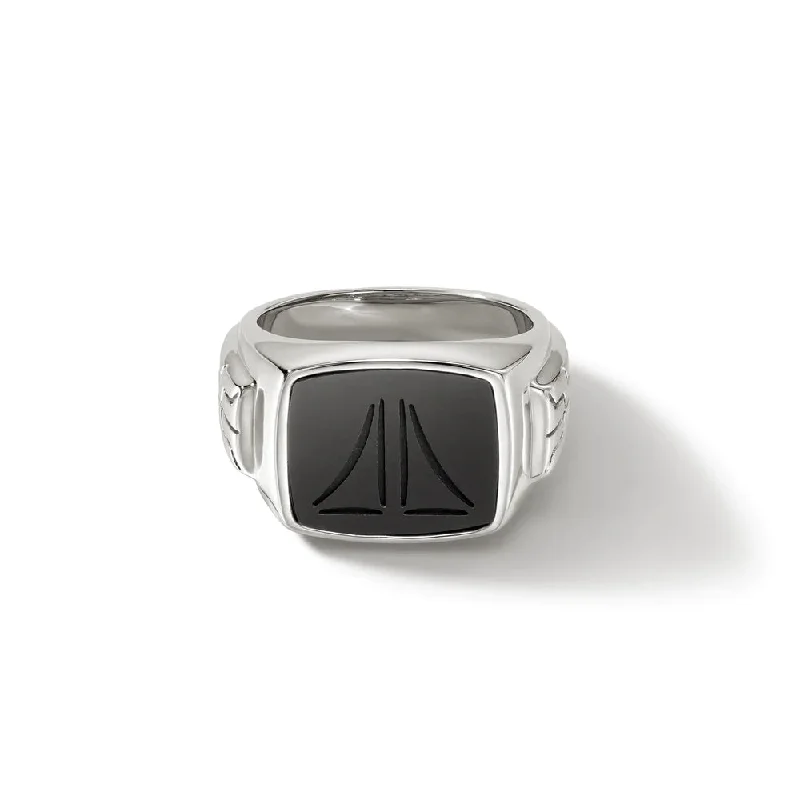 women's adjustable rings -John Hardy ID Signet Ring with Black Onyx