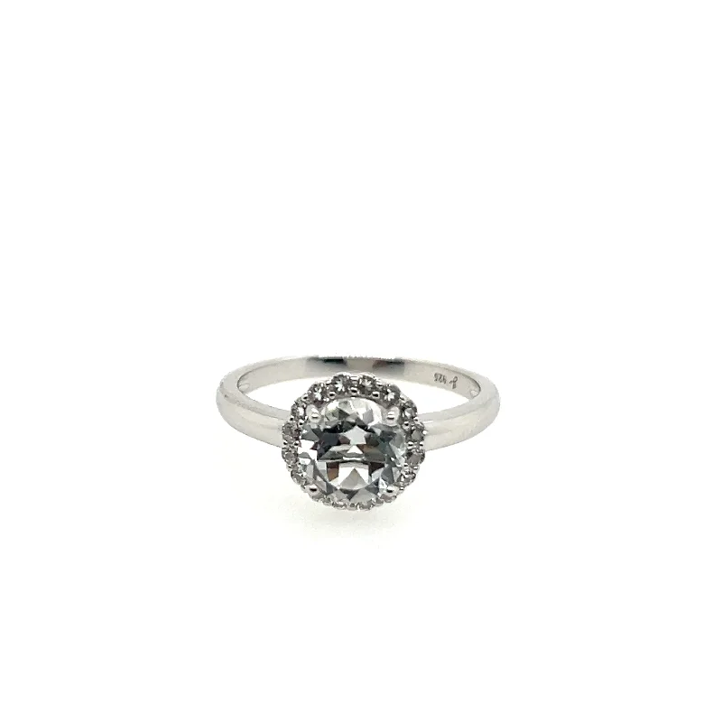 women's celestial rings -Sterling Silver White Topaz Ring