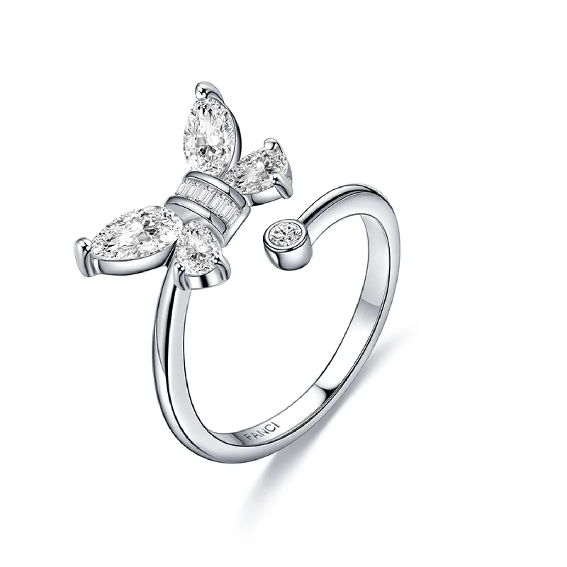 women's heart-shaped rings -"Azura" Butterfly Statement Sterling Silver Ring