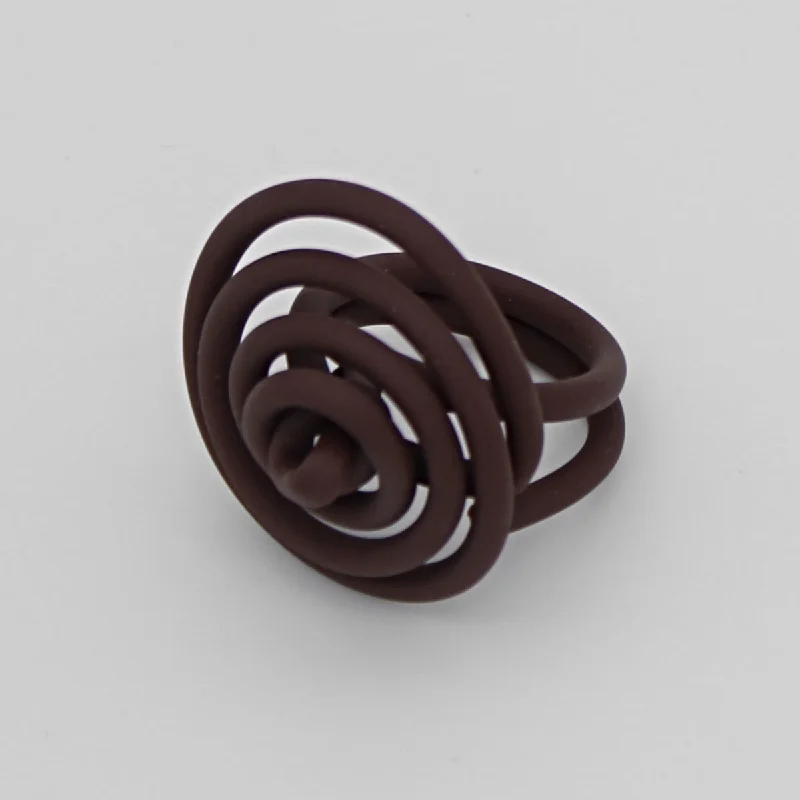 women's sterling silver fashion rings -Brown Cefalu Swirl Ring