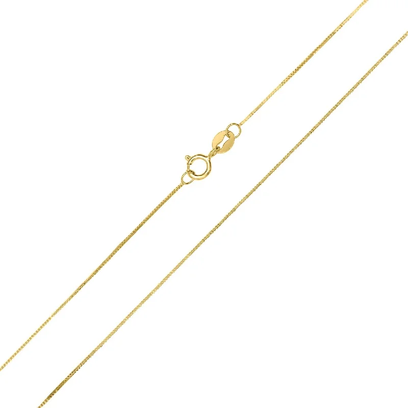 women's vintage-inspired rings -10K Yellow Gold 0.45MM Shiny Box Chain with Spring Ring Clasp - 18 Inch