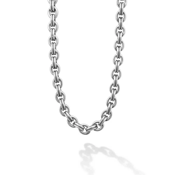 women's simple chain necklaces -LAGOS Anthem Double Link Chain Necklace in Sterling Silver and 18K Yellow Gold