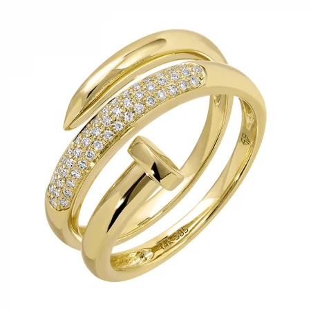 women's floral rings -14k Yellow Diamond Geometric Wrap Ring