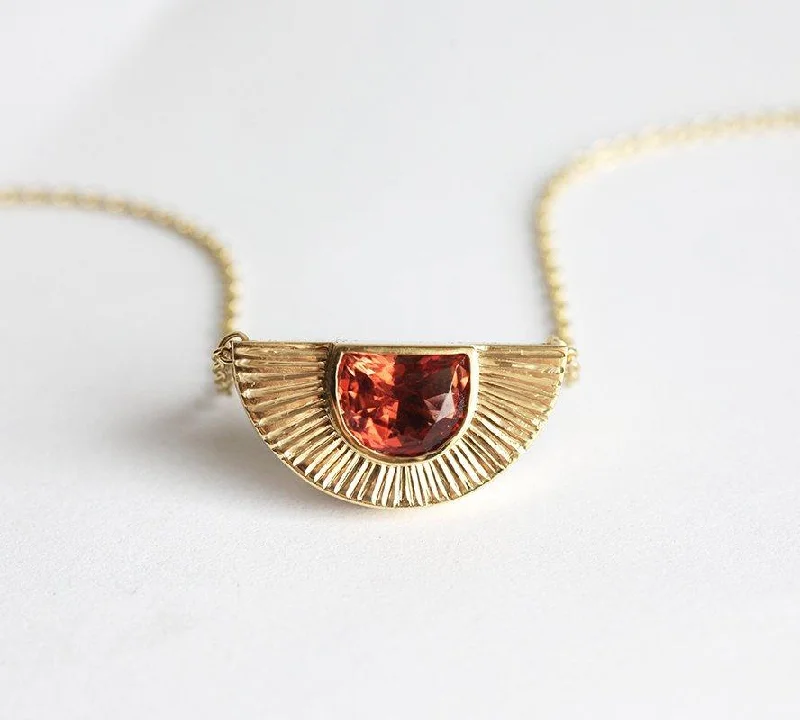 women's boho necklaces -Sun Necklace, 14K Gold Sunstone Necklace