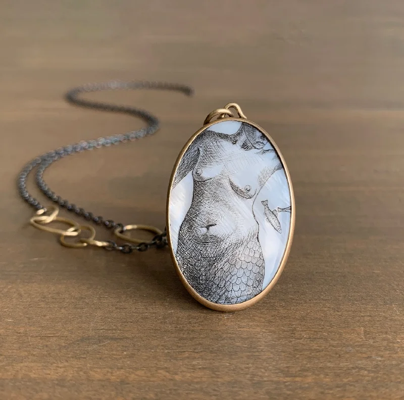 women's engagement necklaces -Nude Study #20 Scrimshaw Necklace