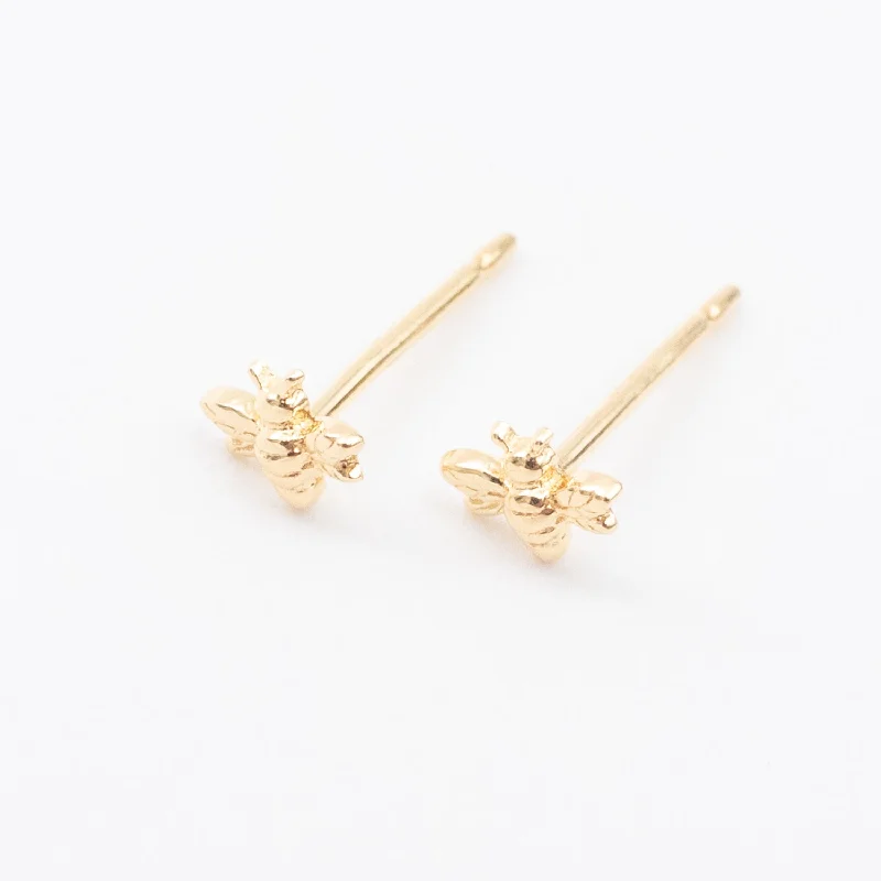 women's boho earrings -Gold Vermeil Teeny Tiny Bee Studs