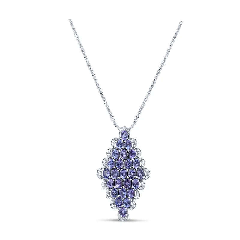 women's lucky charm necklaces -Tanzanite And Diamond Necklace In 18K White Gold