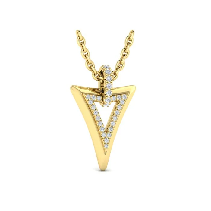 women's silver chain necklaces -Vlora Miravel Diamond Open Double Trinity Pendant Necklace in 14K Yellow Gold