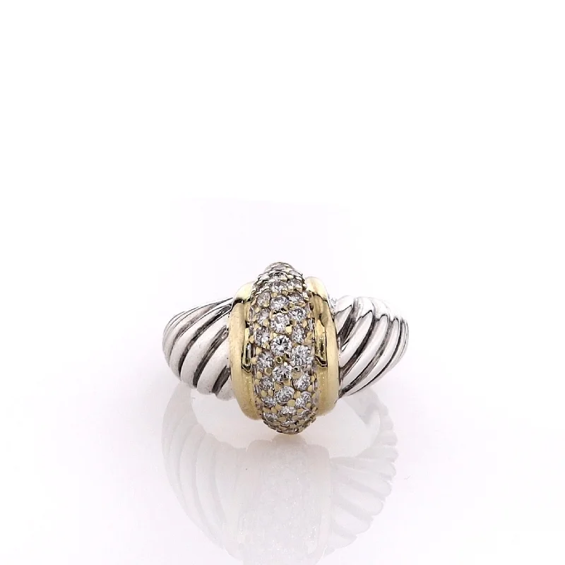 women's vintage style rings -Estate David Yurman Two-Tone Diamond Cable Shank Ring