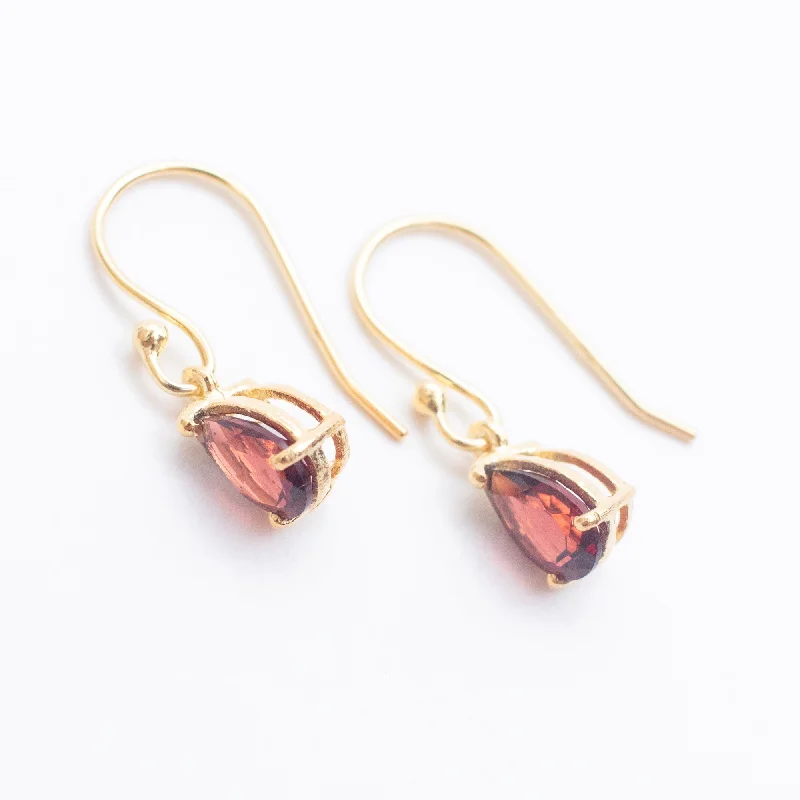 women's elegant drop earrings -Gold Vermeil Garnet Teardrop Earrings