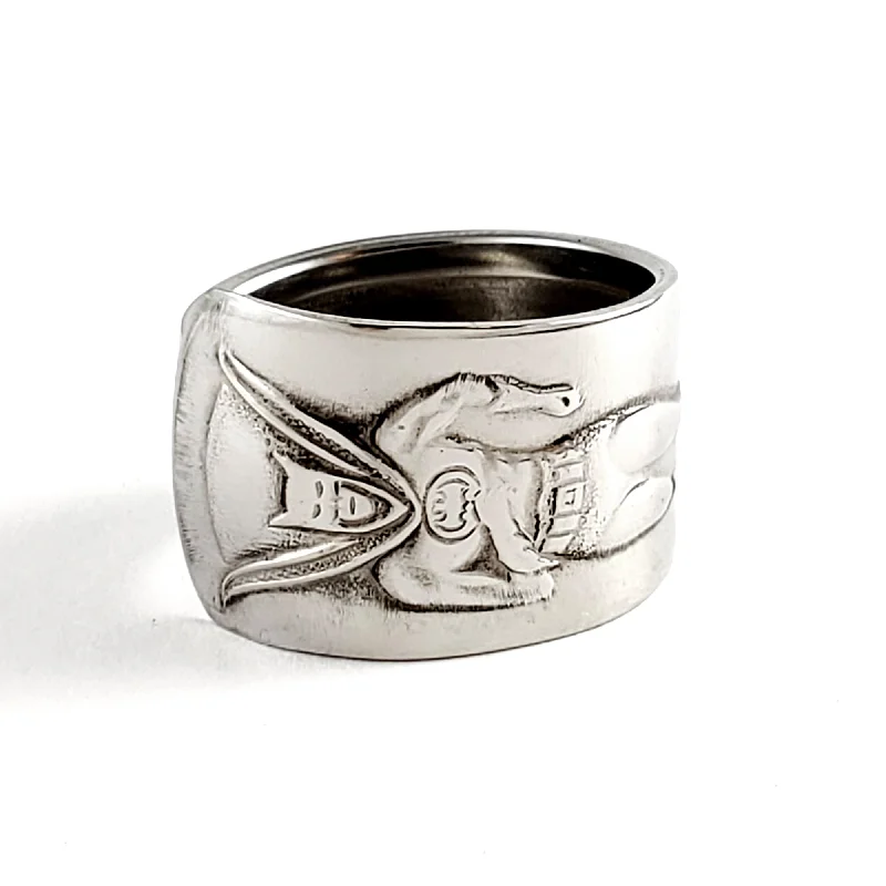 women's silver wedding bands -Vintage Batman Stainless Steel Spoon Ring