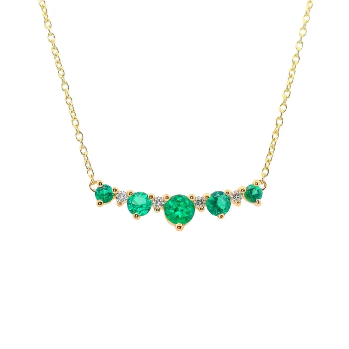 women's crystal necklaces -Fana Emerald and Diamond Bar Pendant Necklace in 14K Yellow Gold