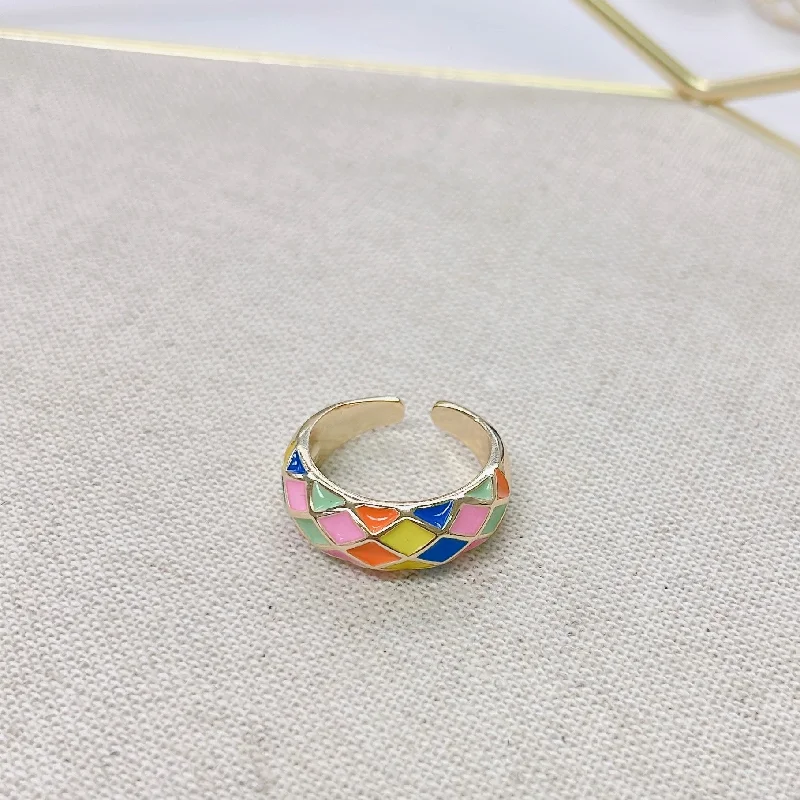 women's wedding rings -Multi Checkered Ring P11