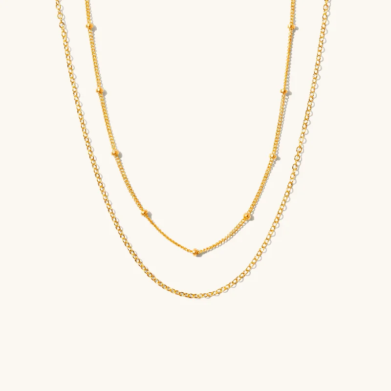 women's trendy layered necklaces -Dainty Chain Necklace Set