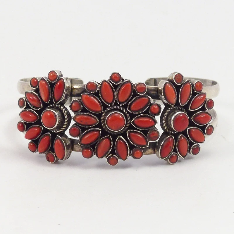 women's custom name bangles -1970s Coral Cluster Cuff