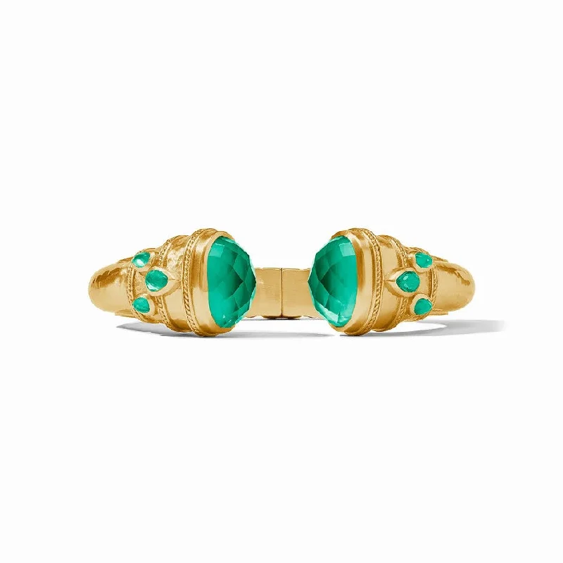 women's gold cuff bangles -Emerald Green Cannes Cuff