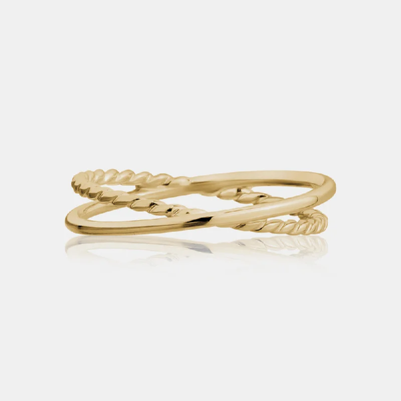 women's stackable rings -Gold Twisted Ring