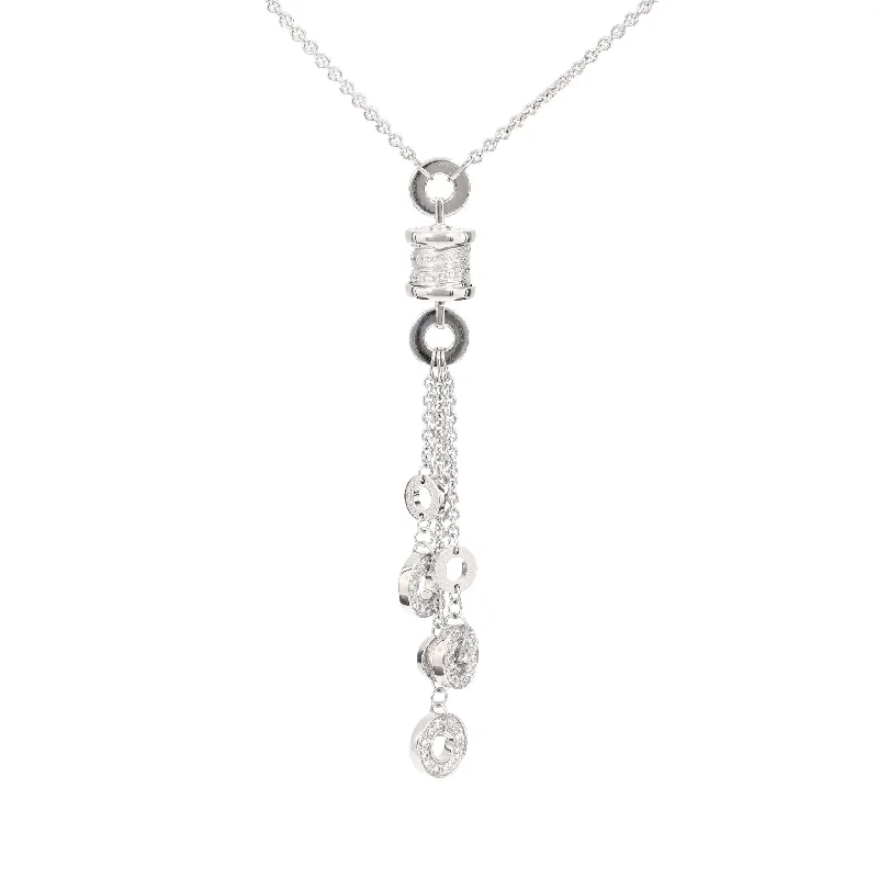 women's luxury necklaces -Bvlgari Italy diamond 18k white gold B.zero1 pendant necklace