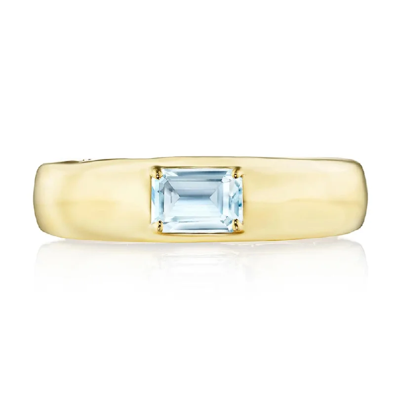 women's custom made rings -Tacori Allure 18k Domed Sky Blue Topaz Ring