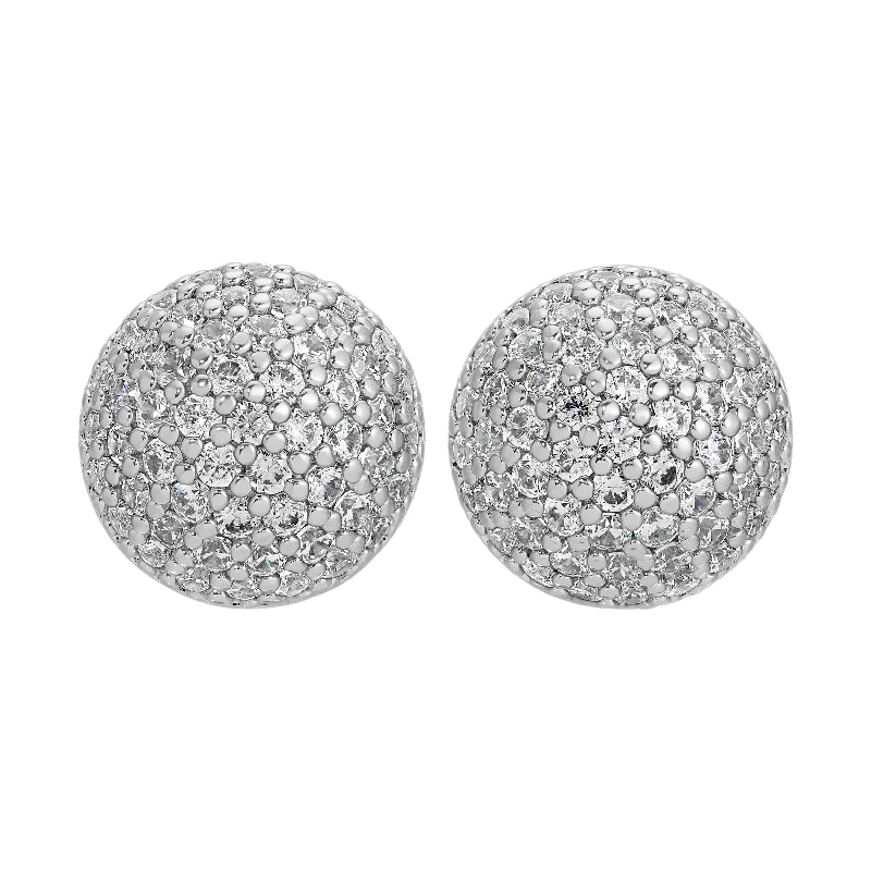 women's ear cuffs -Sphere Earrings - Silver Pave Medium