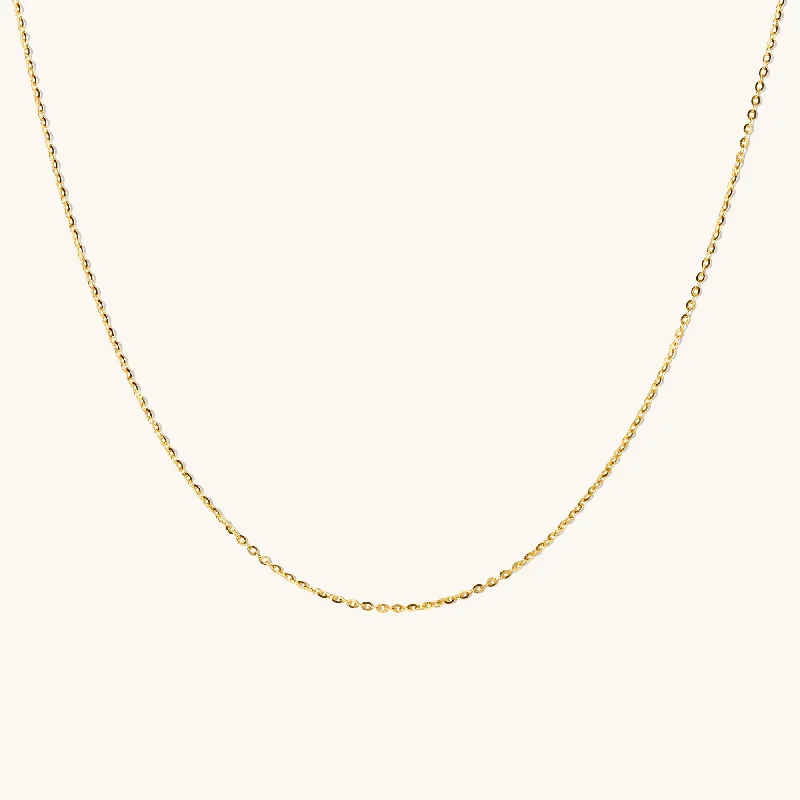 women's luxury diamond necklaces -Dainty Cable Chain Necklace - 14k Solid Gold