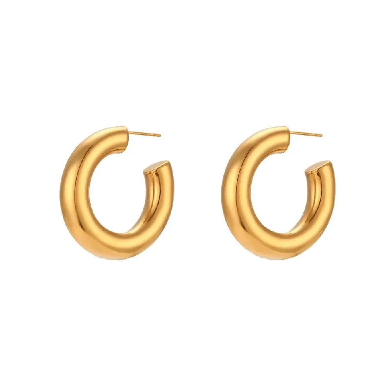 women's chandelier earrings -Hyperbole Gold Stainless Steel Hoop Earrings – Trendy Fashion Earrings