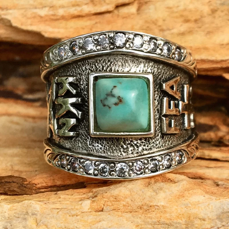 women's stackable rings -X. Sparkle Graduation Turquoise ring