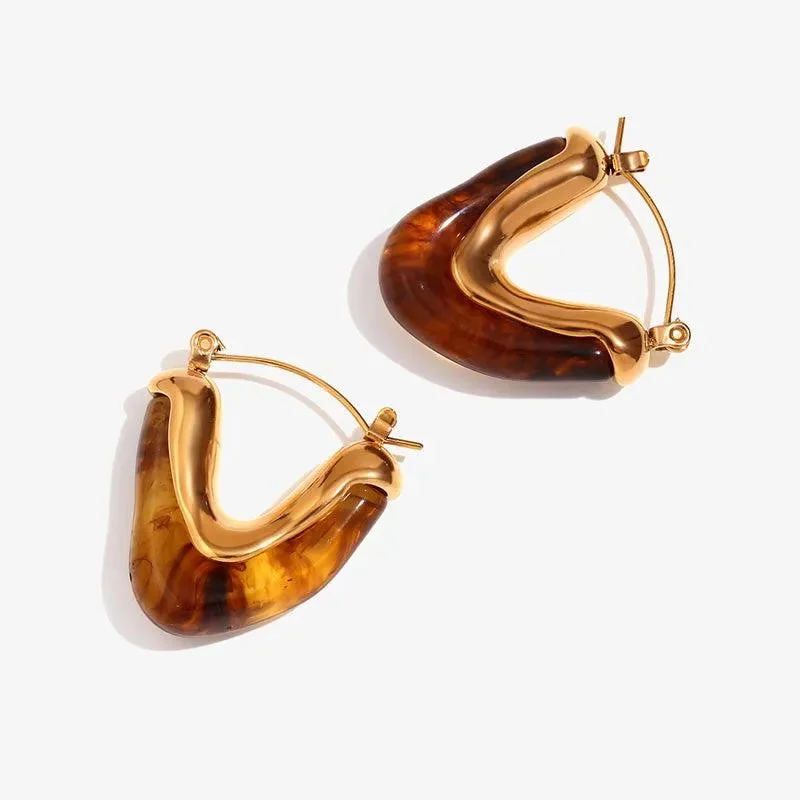 women's classic earrings -Trendy Gold-Plated Acrylic Hoop Earrings for Women - Statement Fashion Accessories