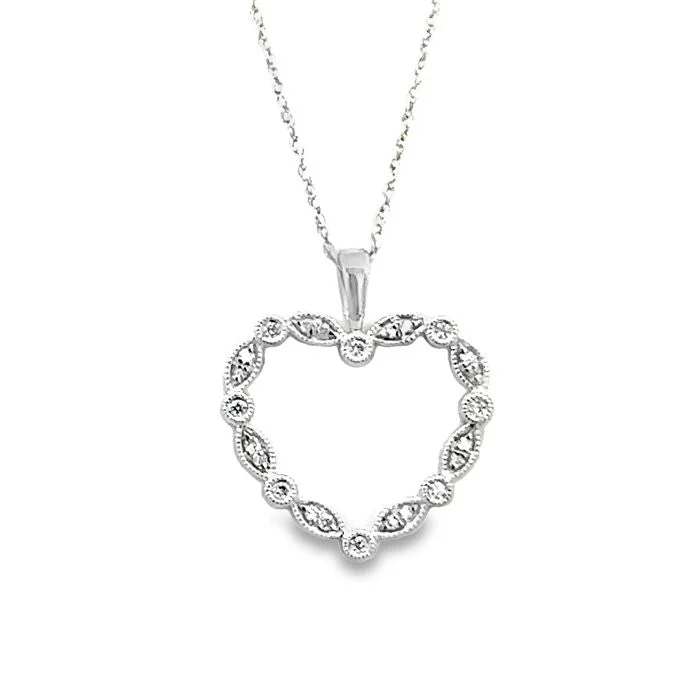 women's choker necklaces -Mountz Collection Open Heart Diamond Pendant Necklace in 14K White Gold