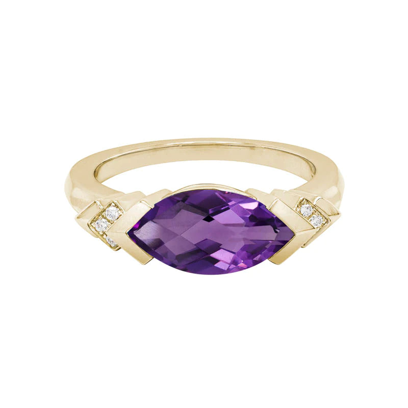 women's emerald rings -14k Gold Amethyst and Diamond Accent Ring