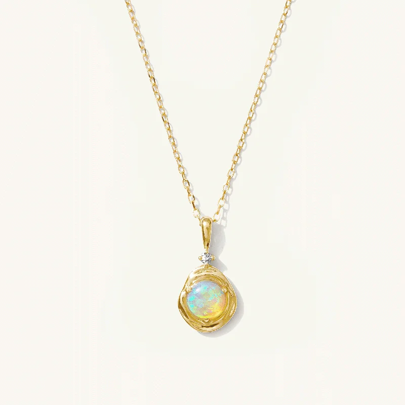 women's silver infinity necklaces -Opal Pebble Necklace - Reversible