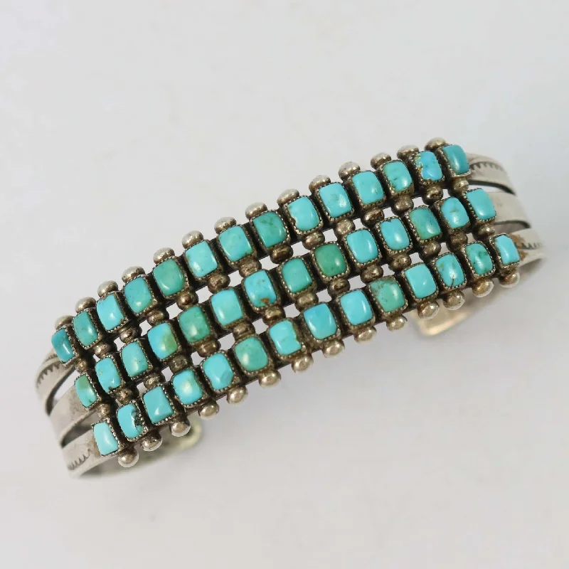 women's gold bracelets -1940s Turquoise Row Cuff