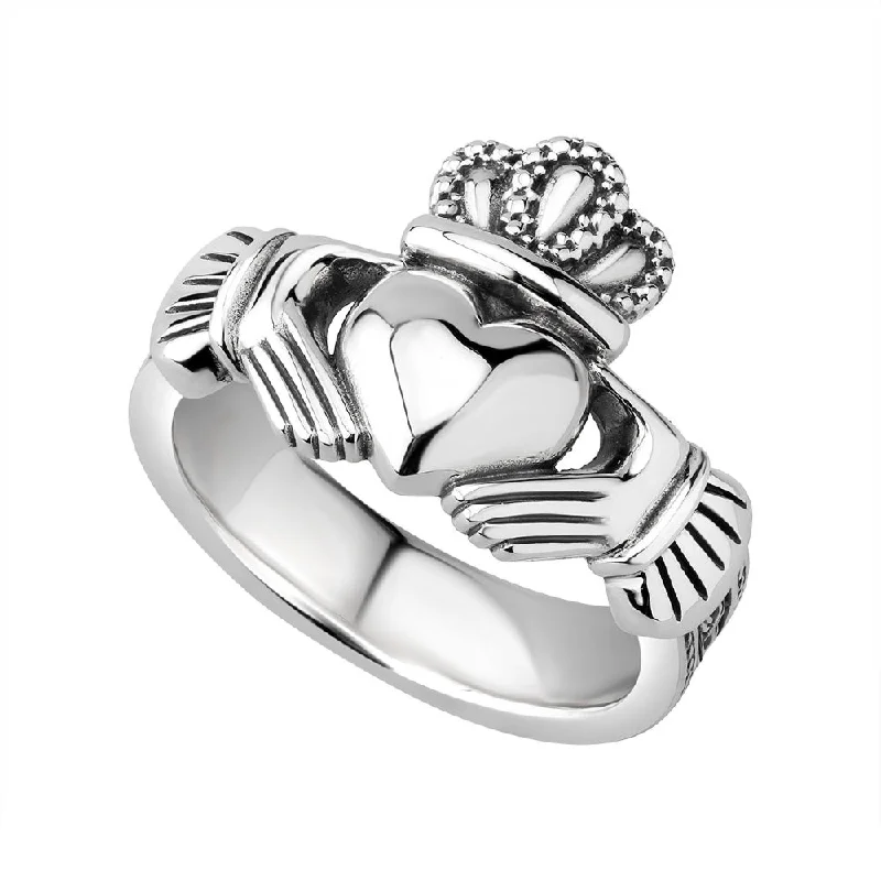 women's diamond promise rings -Men's Sterling Silver Celtic Claddagh Ring