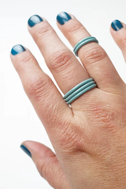 women's wedding band rings -Stacking Ring in Faded Teal