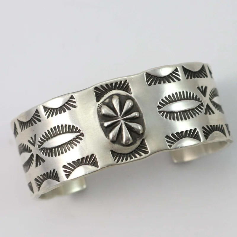 women's sterling silver cuff bracelets -Stamped Silver Cuff