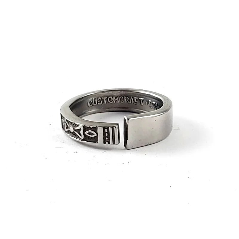 women's eternity bands -1970's Narrow Band Stainless Steel Spoon Ring