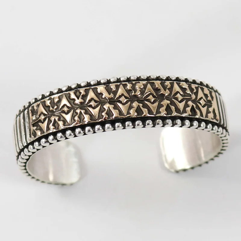 women's gold-plated bracelets -Gold on Silver Cuff