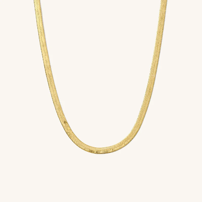 women's gold charm necklaces -Gold Herringbone Necklace