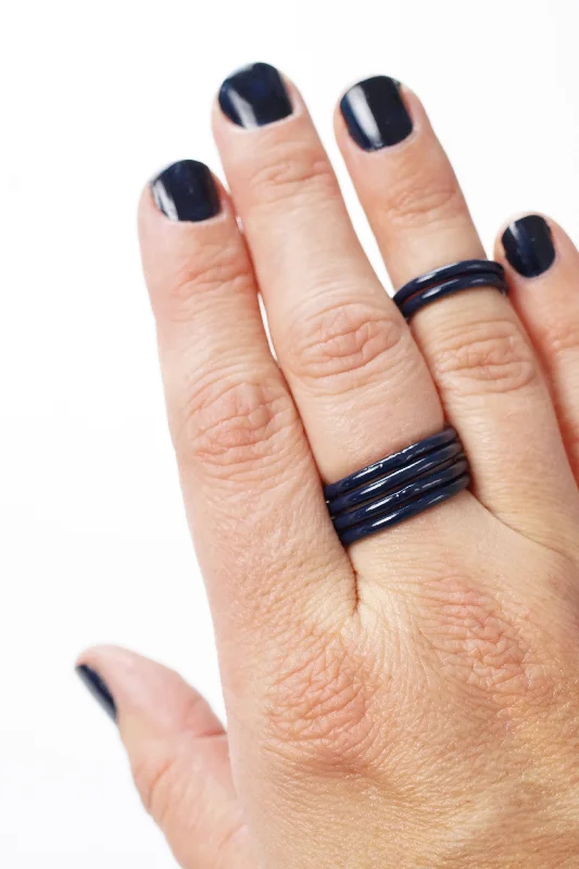 women's trendy rings -Stacking Ring in Dark Navy