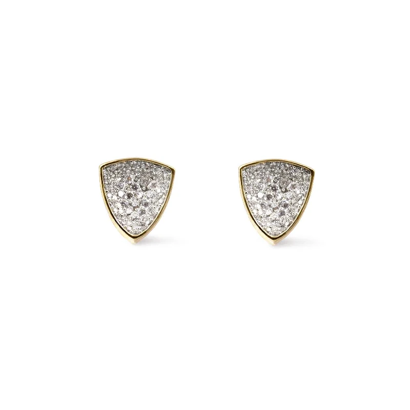 women's layered earrings -Large Concave Pave Studs