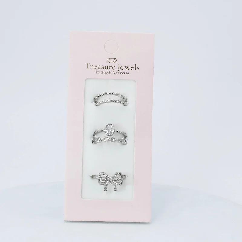 women's high-end rings -Princess Silver Ring Set F1